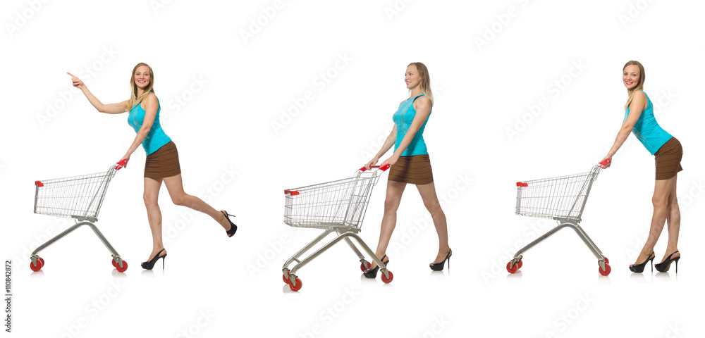 Composite photo of woman with shopping basket Composite photo of woman with shopping basket