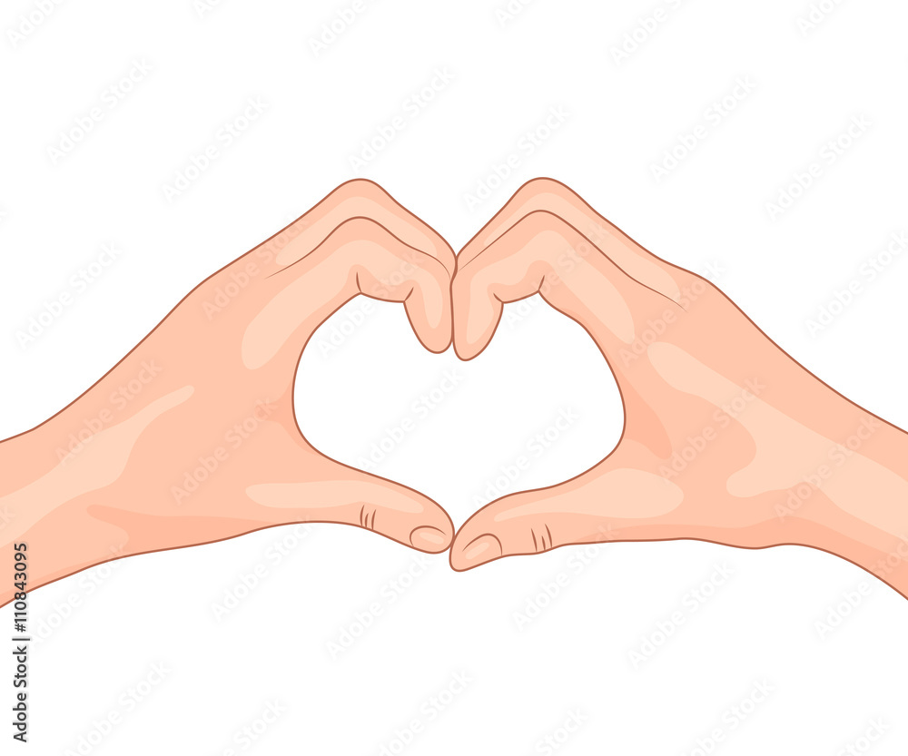 Hands making a heart shape. Concept design of the symbol of love. Isolated vector illustration Hands making a heart shape. Concept design of the symbol of love. Isolated vector illustration