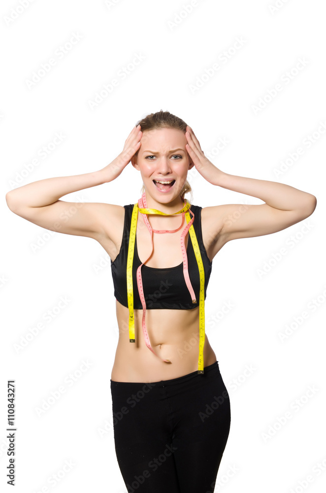 Woman in sports concept isolated on white