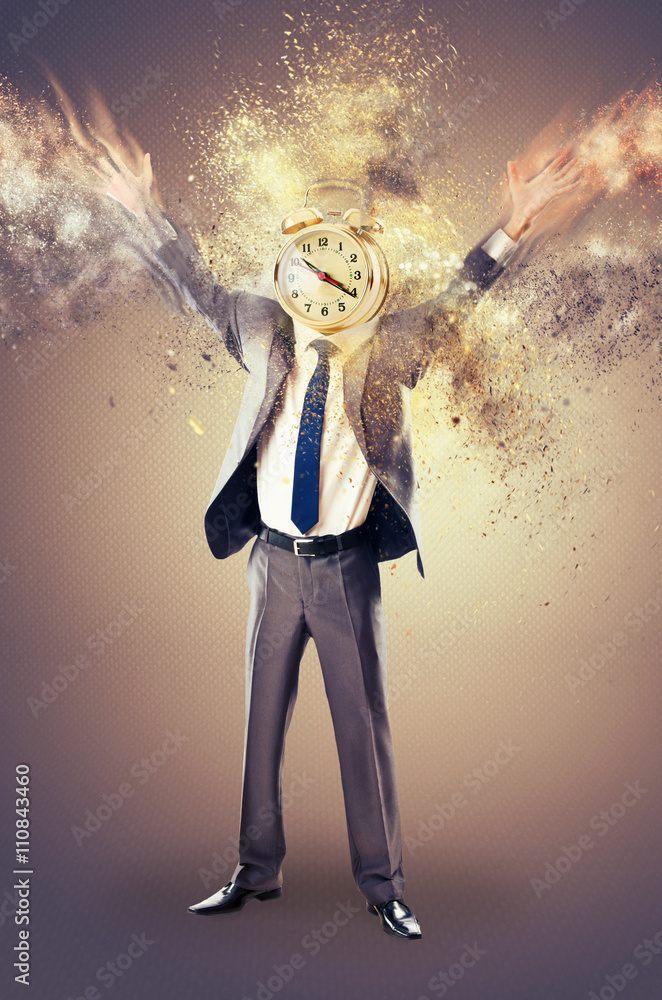 Business concept with businessman and clock Business concept with businessman and clock