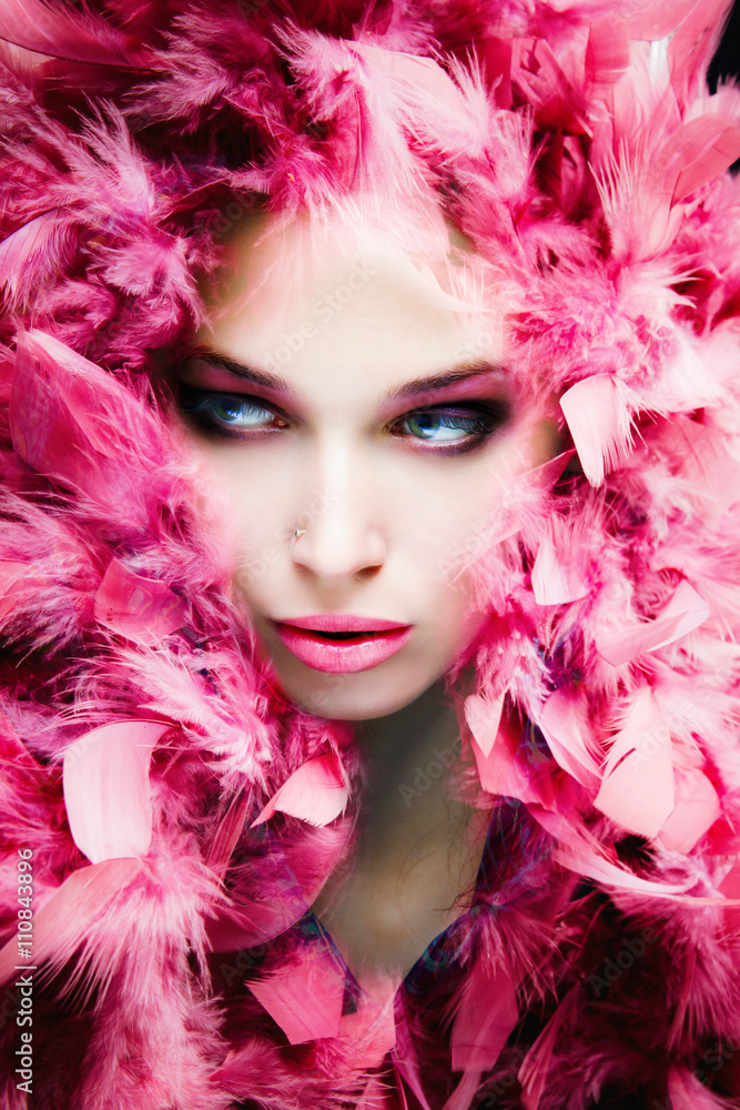 beauty face in feathers beauty face in feathers