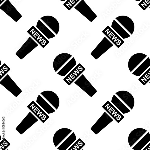 Icono plano patrón con microfono texto NEWS sobre fondo blanco