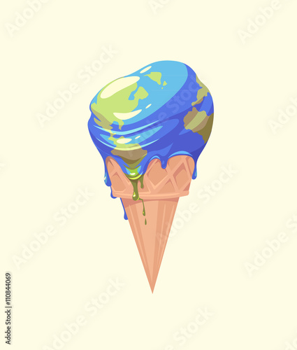 The Earth is melting. Concept vector illustration.