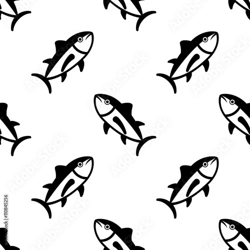 Icono plano patrón con pescado sobre fondo blanco