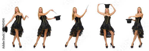 Composite photo of woman doing tricks