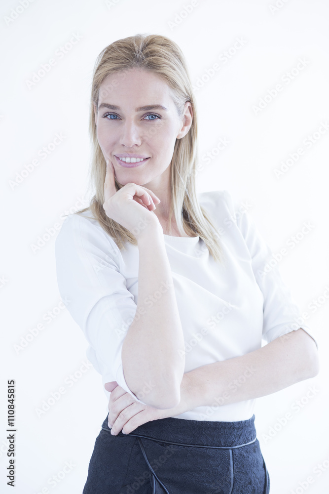 Portrait of beautiful blonde business woman isolated on white background Portrait of beautiful blonde business woman isolated on white background