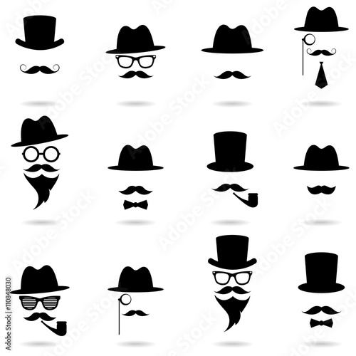 Gentleman portrait icon set