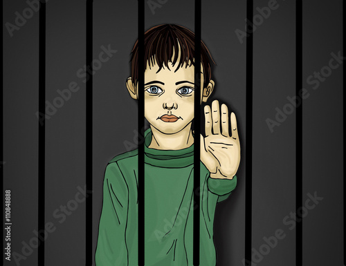 The child in prison. Children of criminals. Behind bars