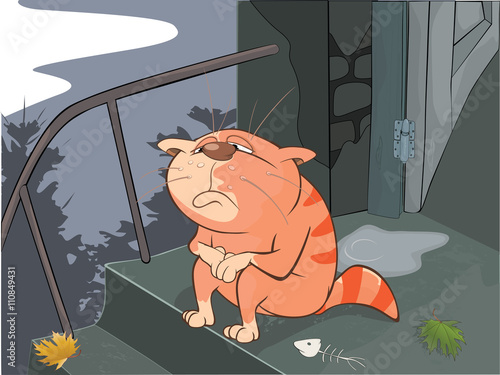 Illustration of a Autumn Cat. Cartoon