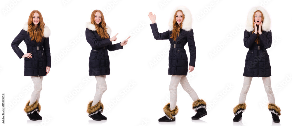 Obraz premium Pretty girl in warm clothes isolated on white