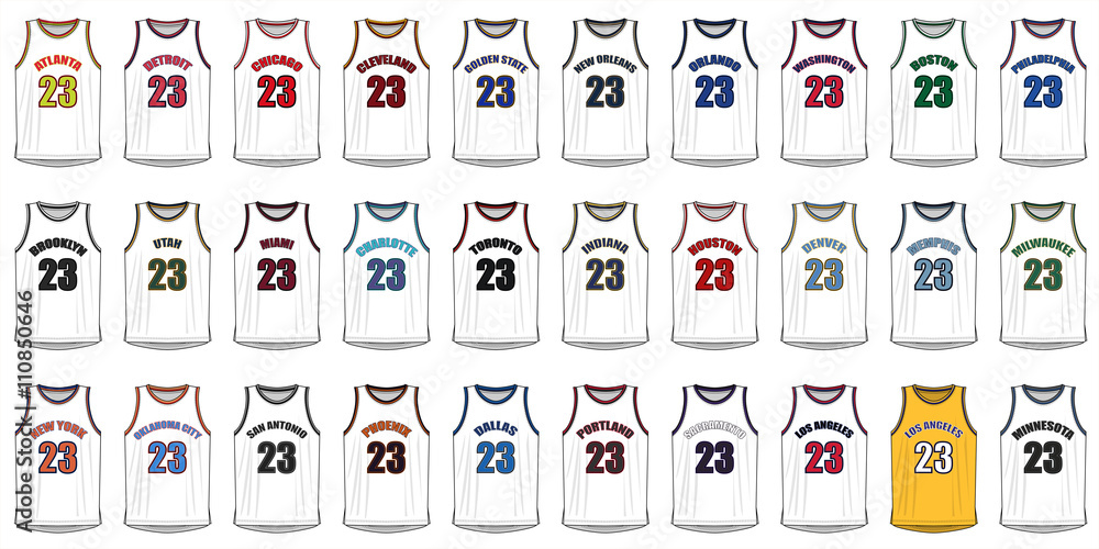 Naklejka premium Shirts of American Basketball Cities