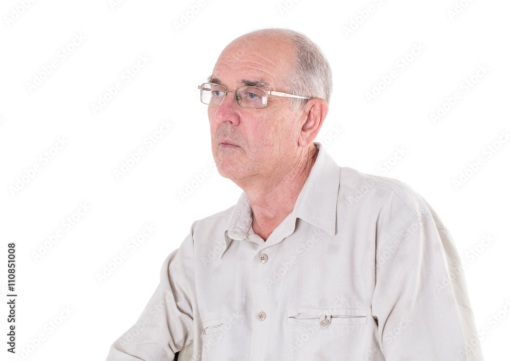 Old shaved man in glasses. Old shaved man in glasses.