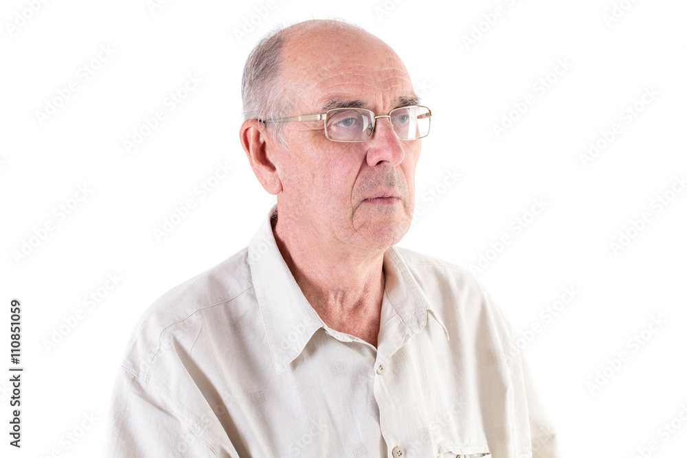 Old shaved man in glasses. Old shaved man in glasses.