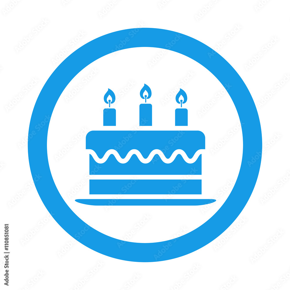 Icono plano tarta de cumpleaños en circulo color azul Icono plano tarta de cumpleaños en circulo color azul
