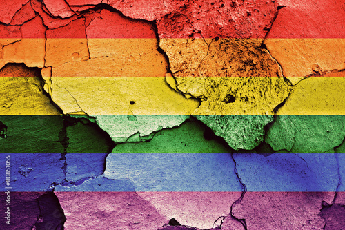 flag of LGBT painted on cracked wall