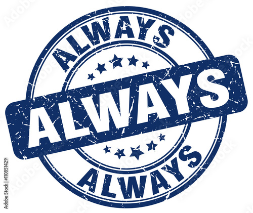 always blue grunge round vintage rubber stamp
