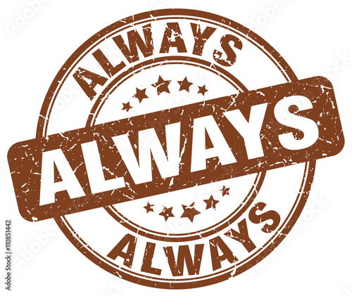 always brown grunge round vintage rubber stamp