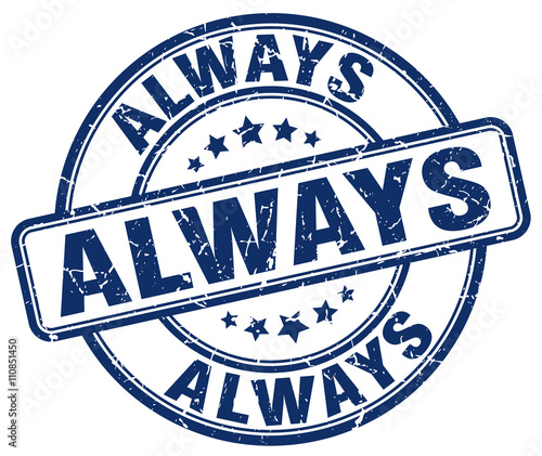 always blue grunge round vintage rubber stamp