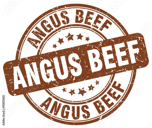 angus beef brown grunge round vintage rubber stamp