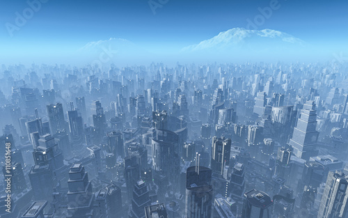 Aerial view modern city