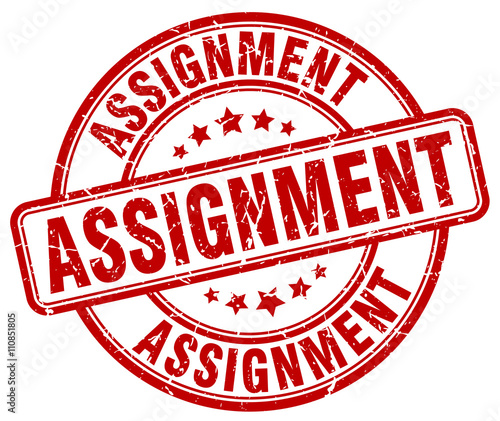 assignment red grunge round vintage rubber stamp