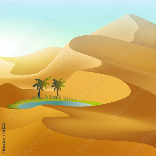 Oasis in the desert dunes