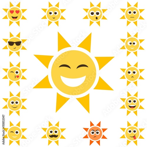 sun set with smiley faces
