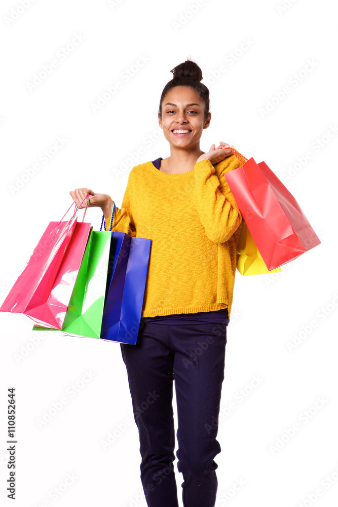 Beautiful african girl with shopping bags Beautiful african girl with shopping bags