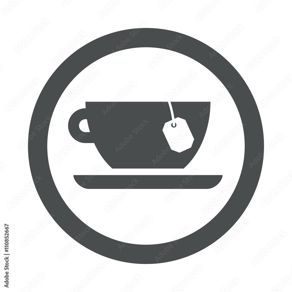 Icono plano taza te en circulo color gris Icono plano taza te en circulo color gris