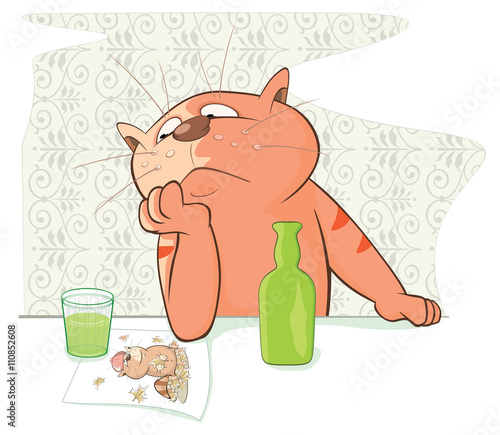  Illustration of a Cute Cat. Cartoon Character