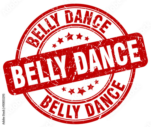 belly dance red grunge round vintage rubber stamp