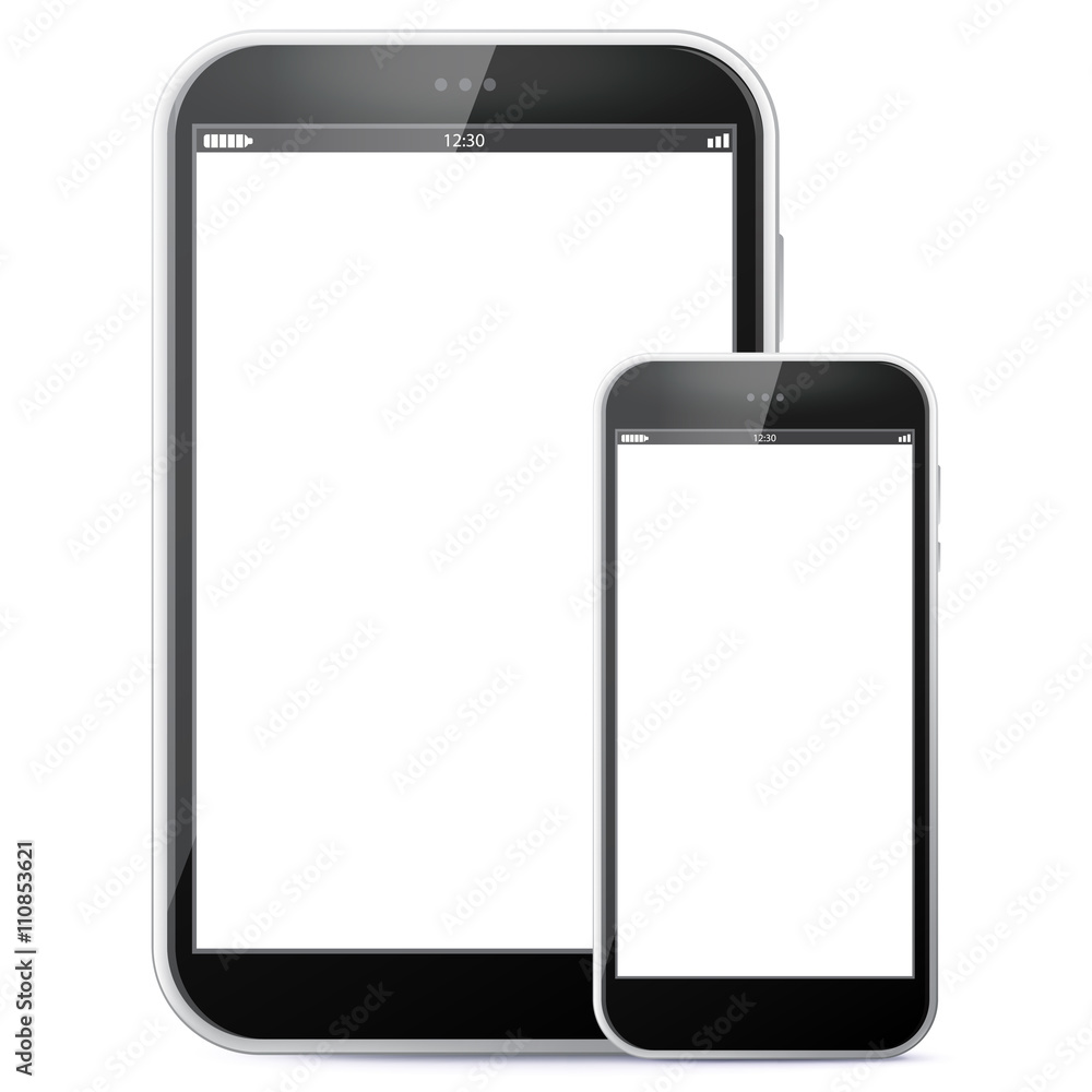 Tablet Computer and Mobile Phone Vector illustration.
