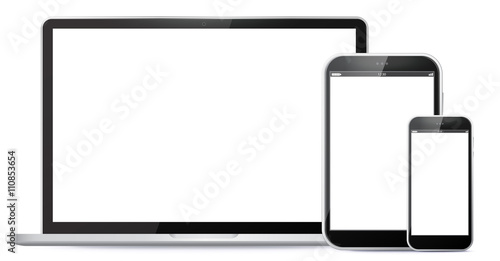 Notebook, Tablet PC, Mobile Phone Vector illustration.
