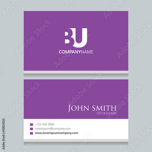 BU Logo | Business Card | Vector Graphic Branding Letter Element | White Background Abstract Design Colorful Object