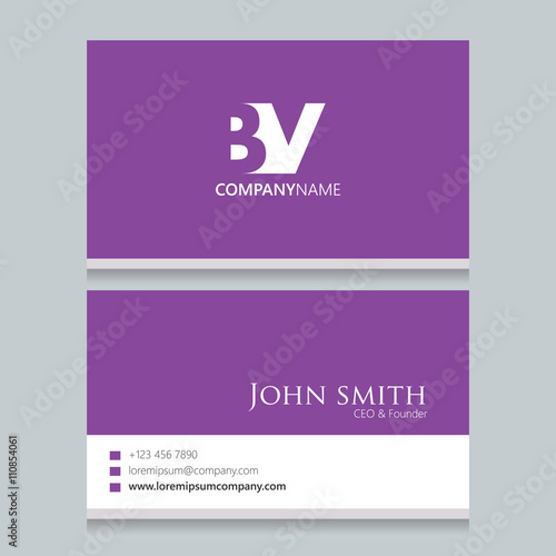 BV Logo | Business Card | Vector Graphic Branding Letter Element | White Background Abstract Design Colorful Object