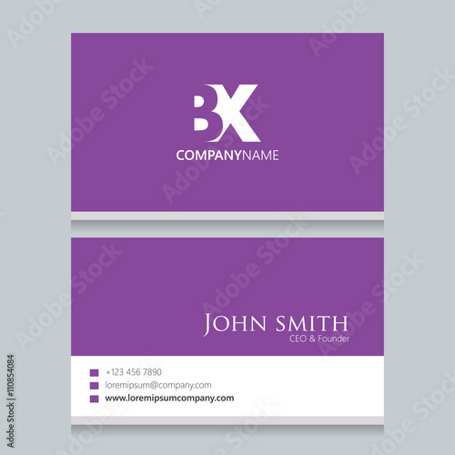 BX Logo | Business Card | Vector Graphic Branding Letter Element | White Background Abstract Design Colorful Object