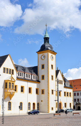 historisches Rathaus am Obermarkt in Freiberg Sachsen