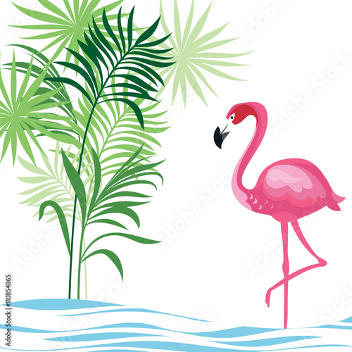 tropical illustration with flamingo