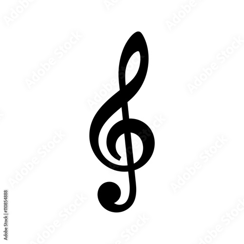 Vector musical key icon. Flat design. Black on white background. Vector illustration.