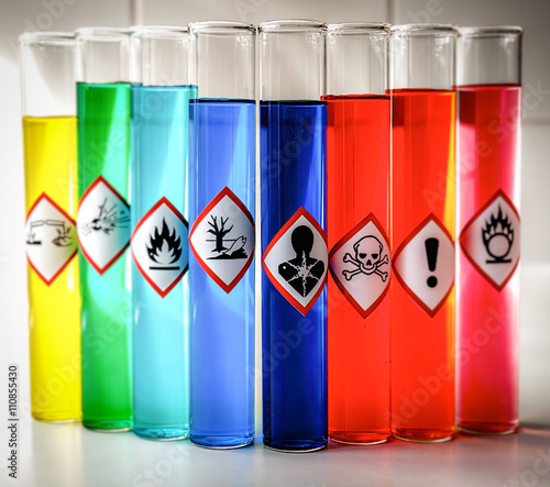 Aligned Chemical Danger pictograms - Serious Health Hazard photo