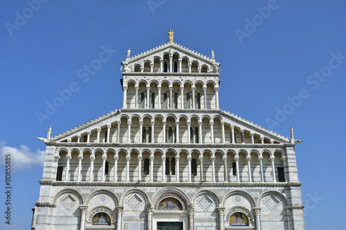 Wonderful facade of Pisa Cathedral, a model for pisan romanesque style 