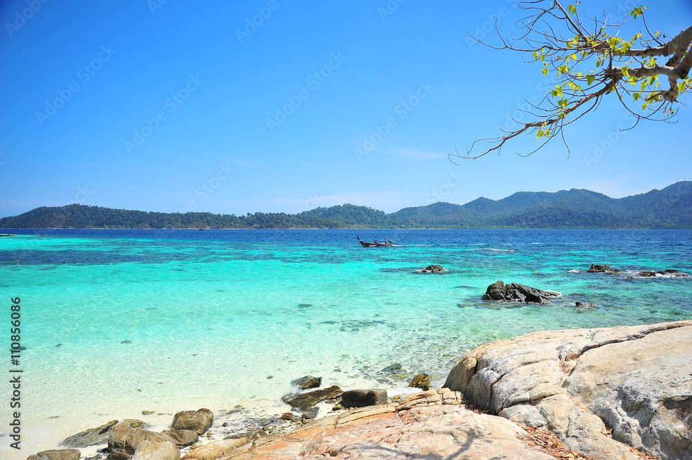 Beautiful Beach on Tropical Islands at Summer Season