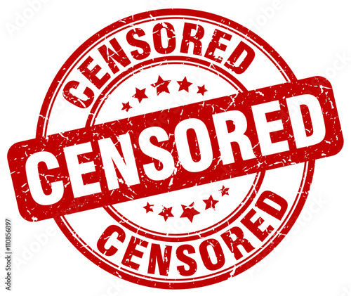 censored red grunge round vintage rubber stamp