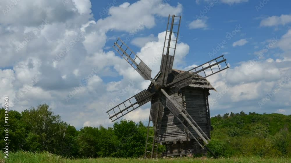 Old wooden windmills at Pirogovo ethnographic museum, near Kyiv, Ukraine Old wooden windmills at Pirogovo ethnographic museum, near Kyiv, Ukraine