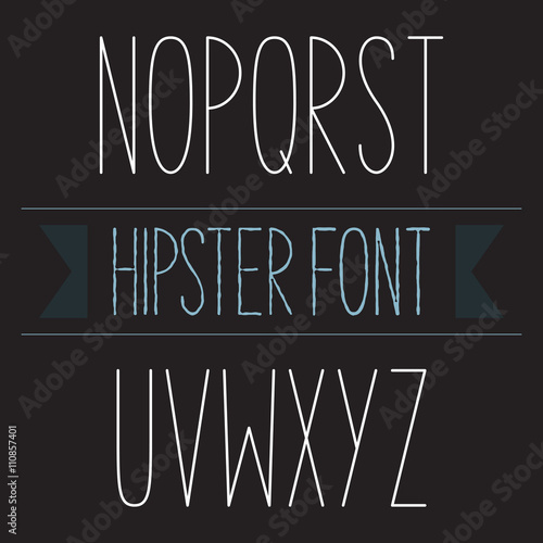 Modern minimal hipster font alphabet set N to Z Regular