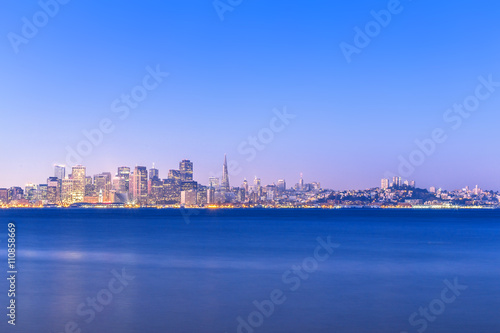 tranquil water with cityscape and skyline of san francisco
