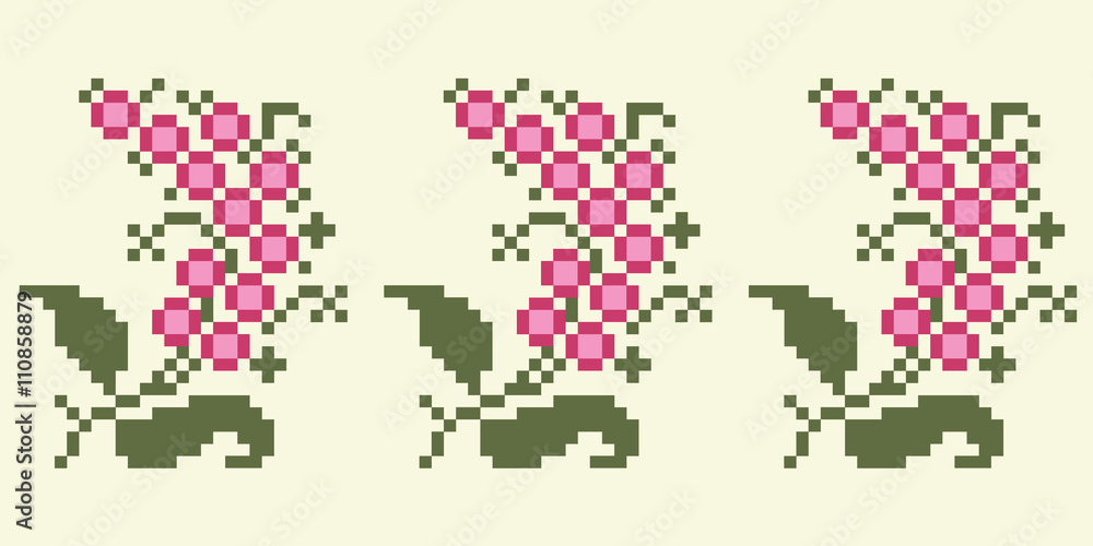 Set of ukrainian traditional embroidery, grape with leaves Set of ukrainian traditional embroidery, grape with leaves