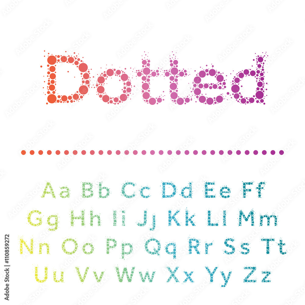 Vector dotted font. Multicircles type.
