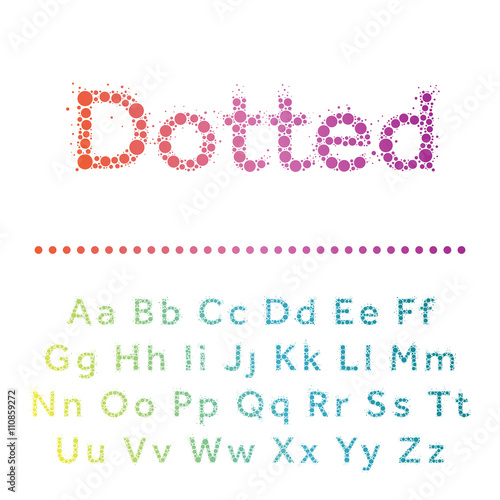 Vector dotted font. Multicircles type.