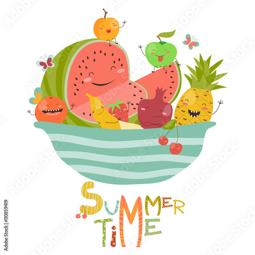 Funny cartoon fruits